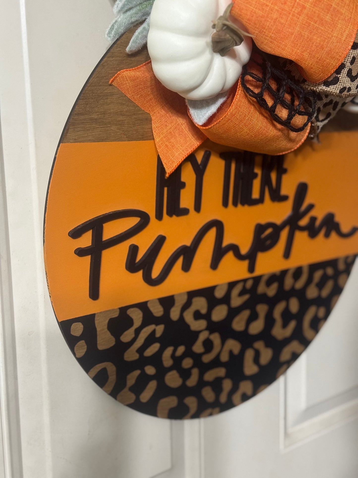 Hey There Pumpkin Leopard Door Hanger