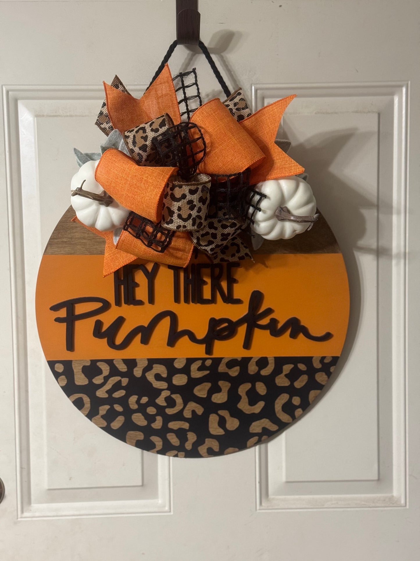 Hey There Pumpkin Leopard Door Hanger