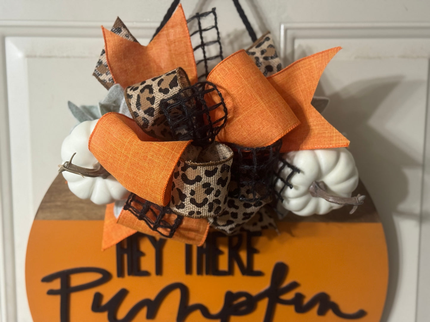 Hey There Pumpkin Leopard Door Hanger