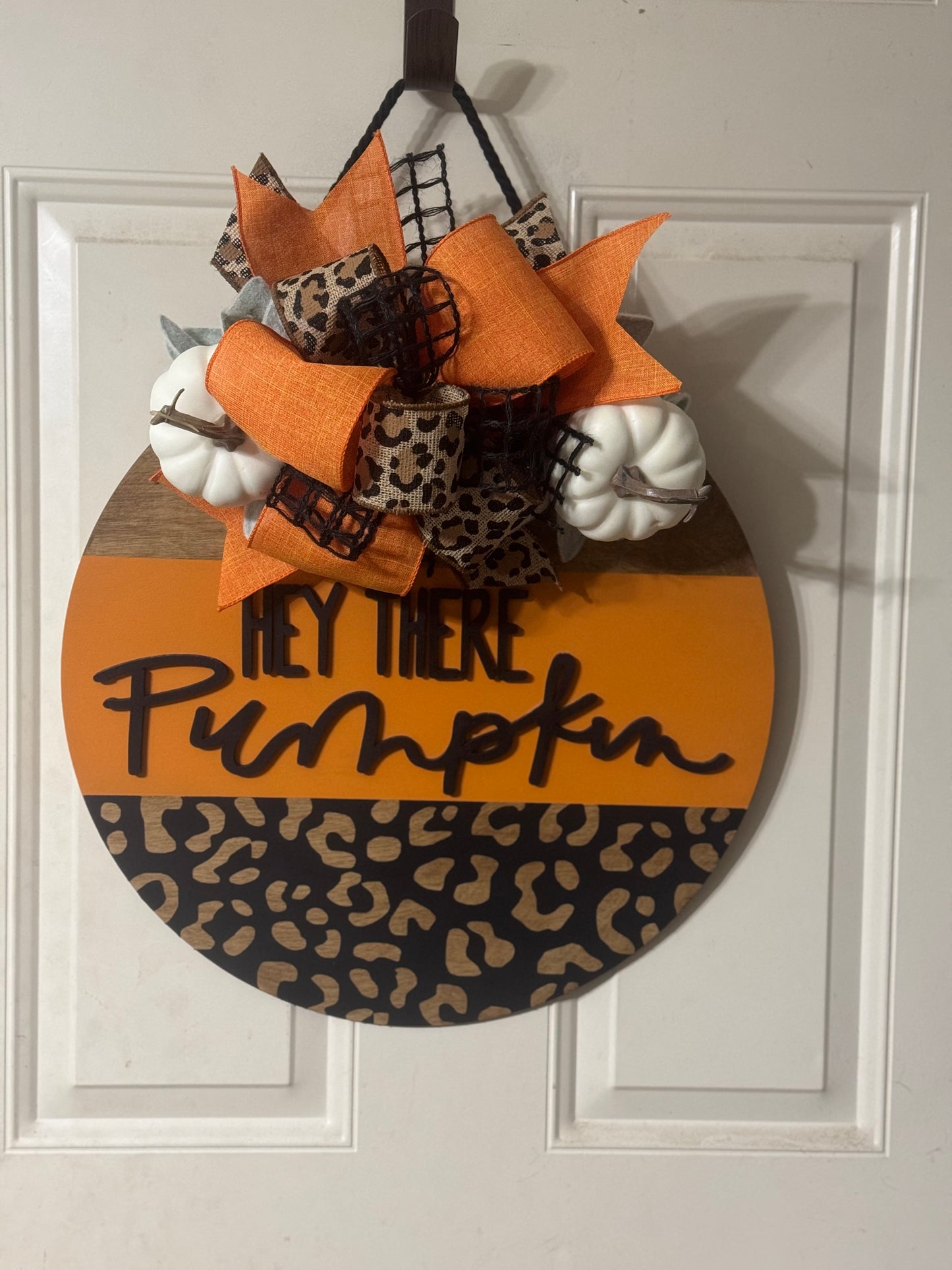 Hey There Pumpkin Leopard Door Hanger