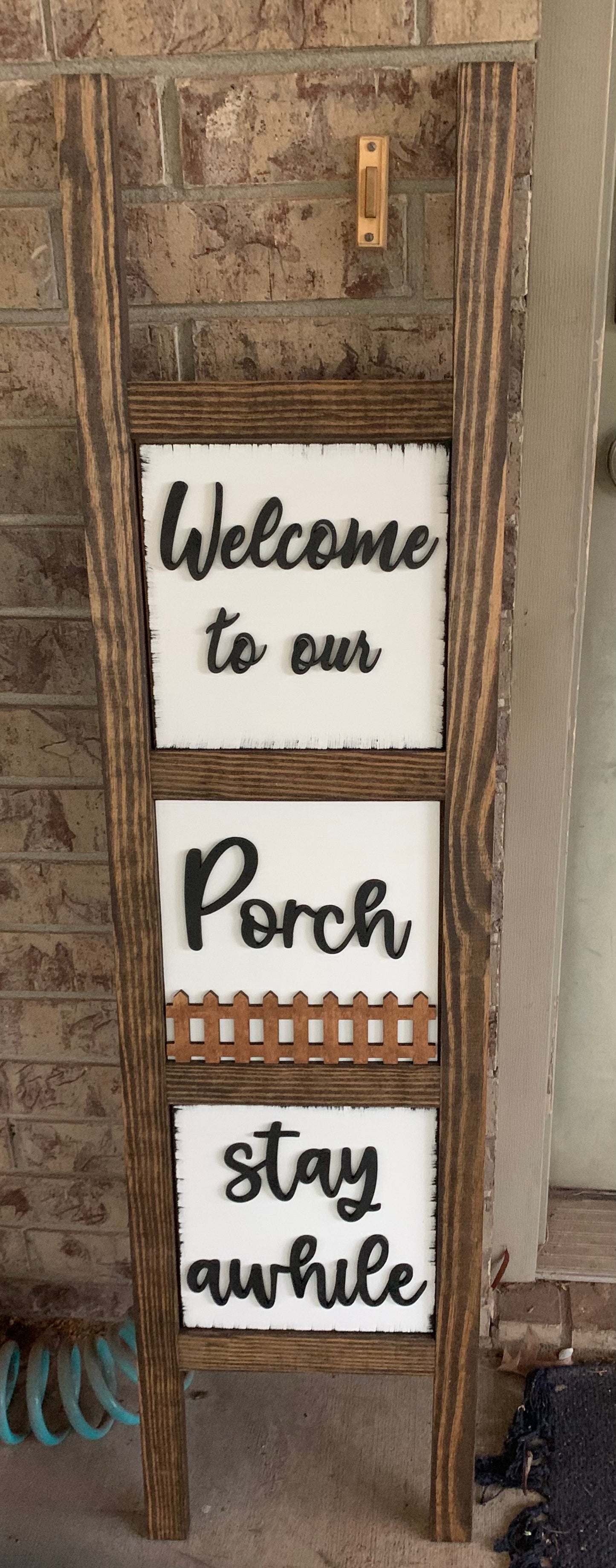 Welcome to our Porch Stay Awhile Ladder Tiles