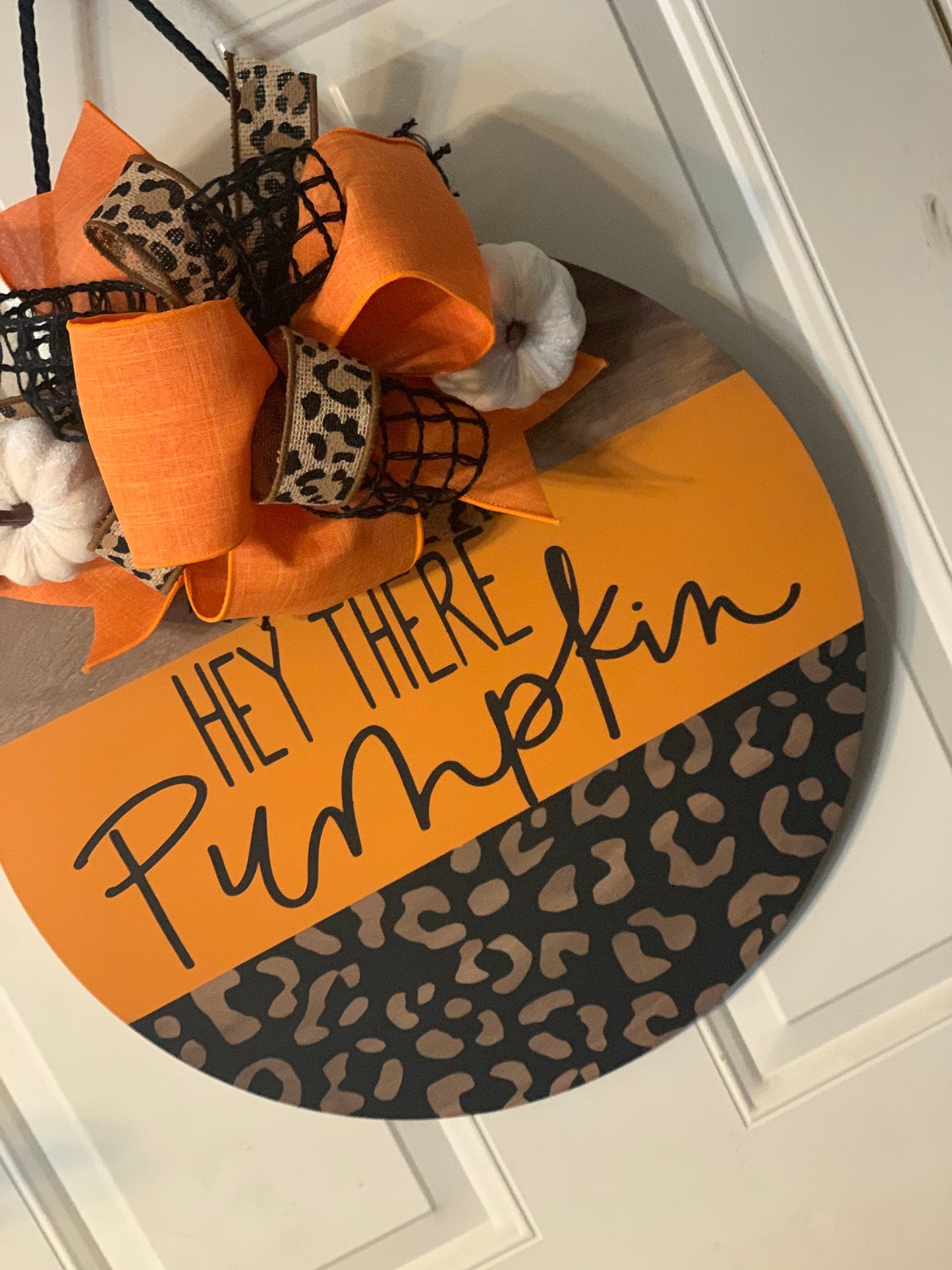 Hey There Pumpkin Leopard Door Hanger