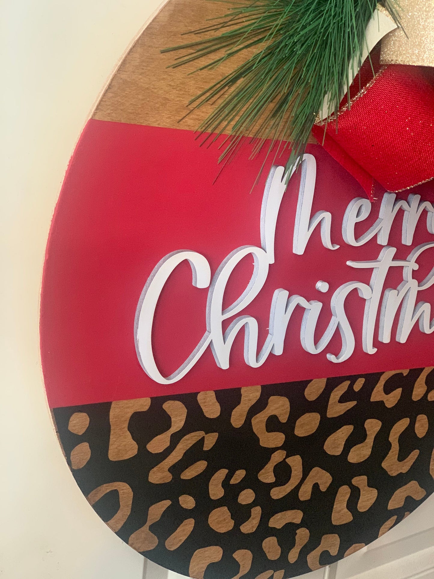 Merry Christmas Leopard Door Hanger
