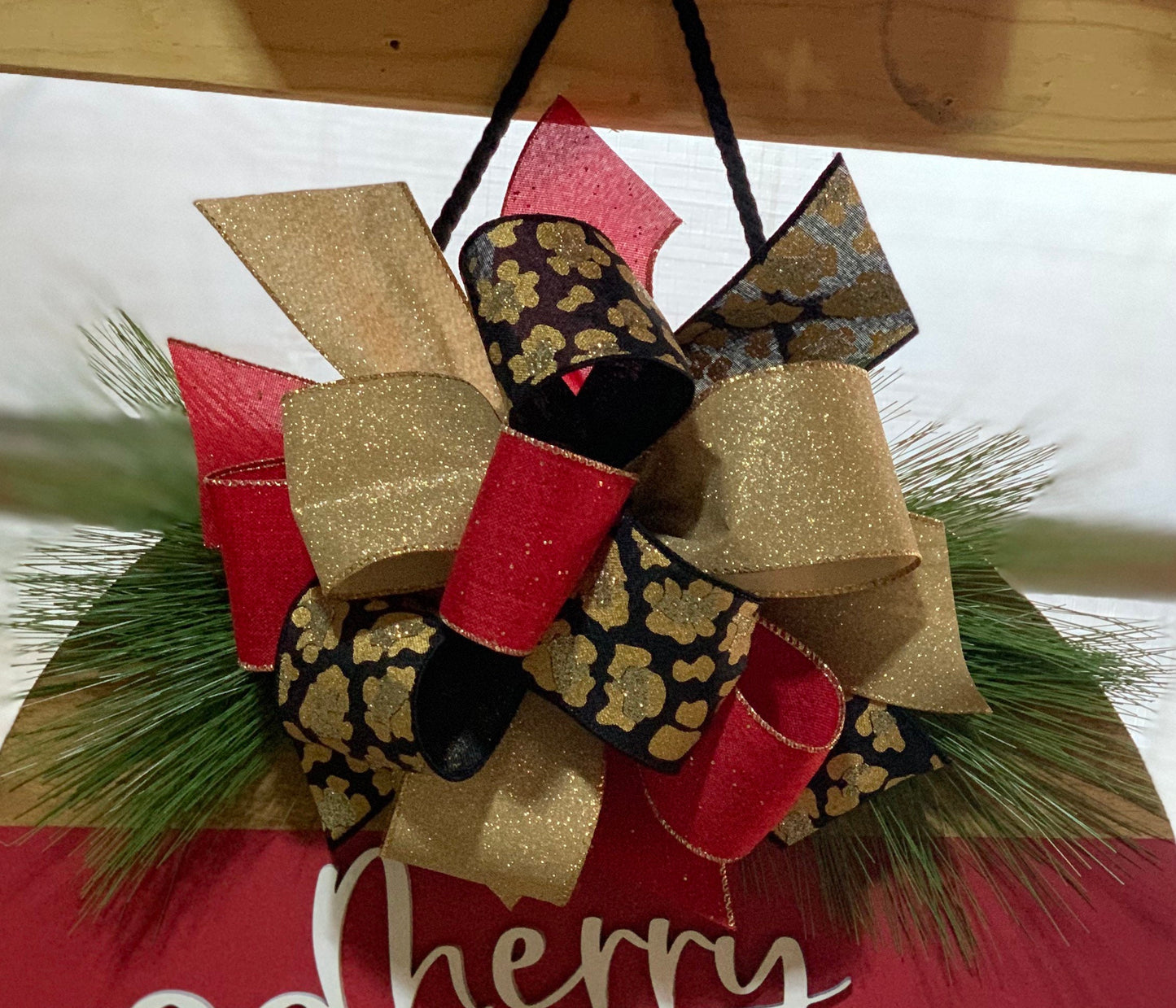 Merry Christmas Leopard Door Hanger