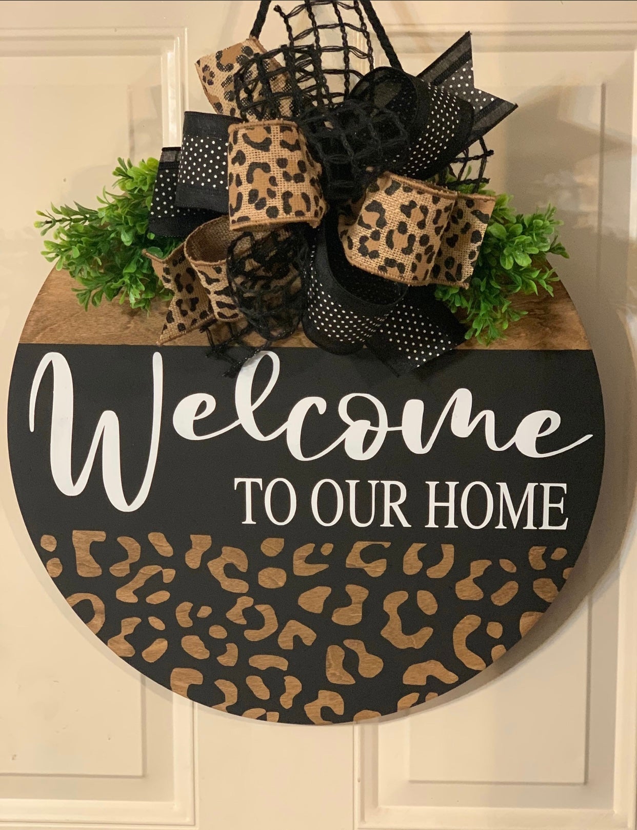 Leopard Hello There Door Hanger