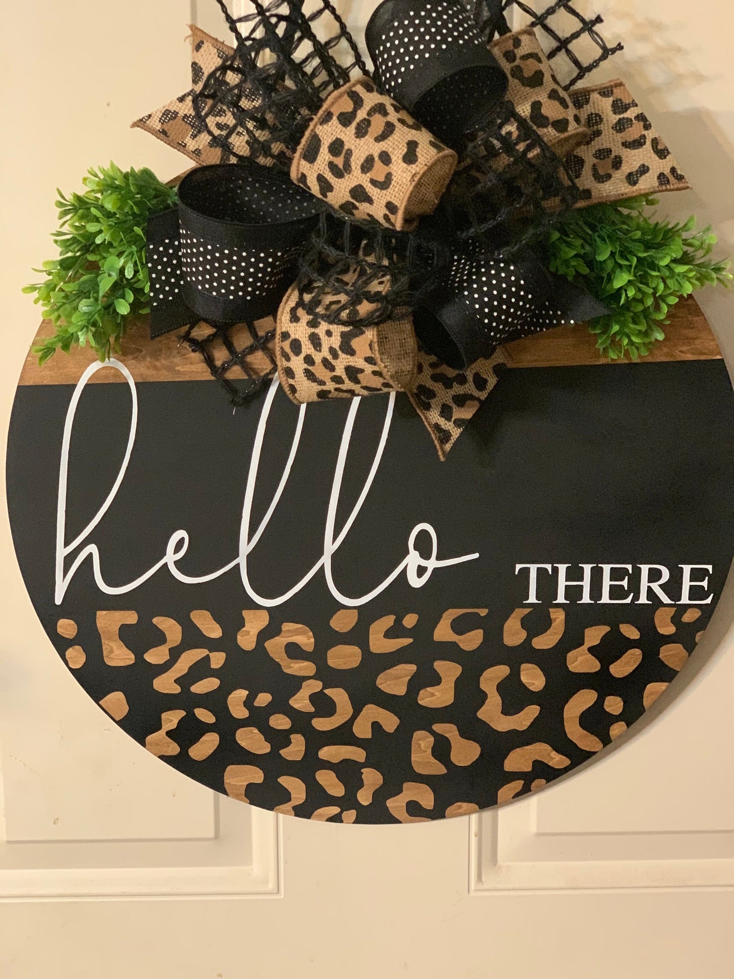 Leopard Hello There Door Hanger