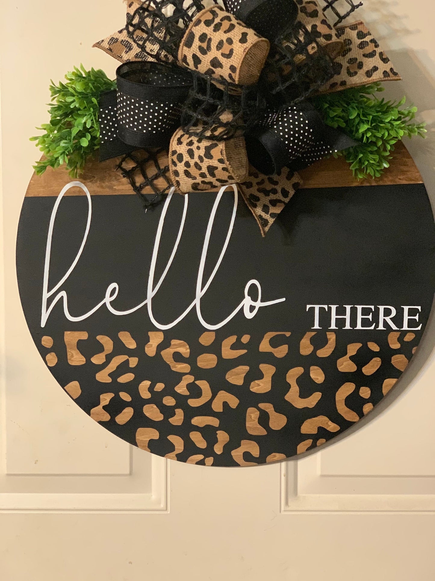 Leopard Hello There Door Hanger