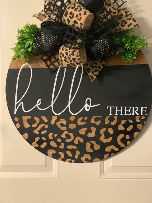 Leopard Hello There Door Hanger