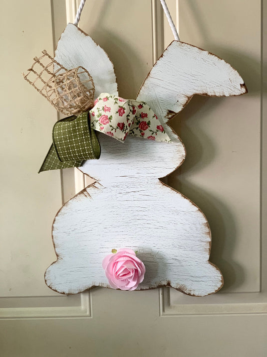 Crackle Easter Bunny Door Hanger