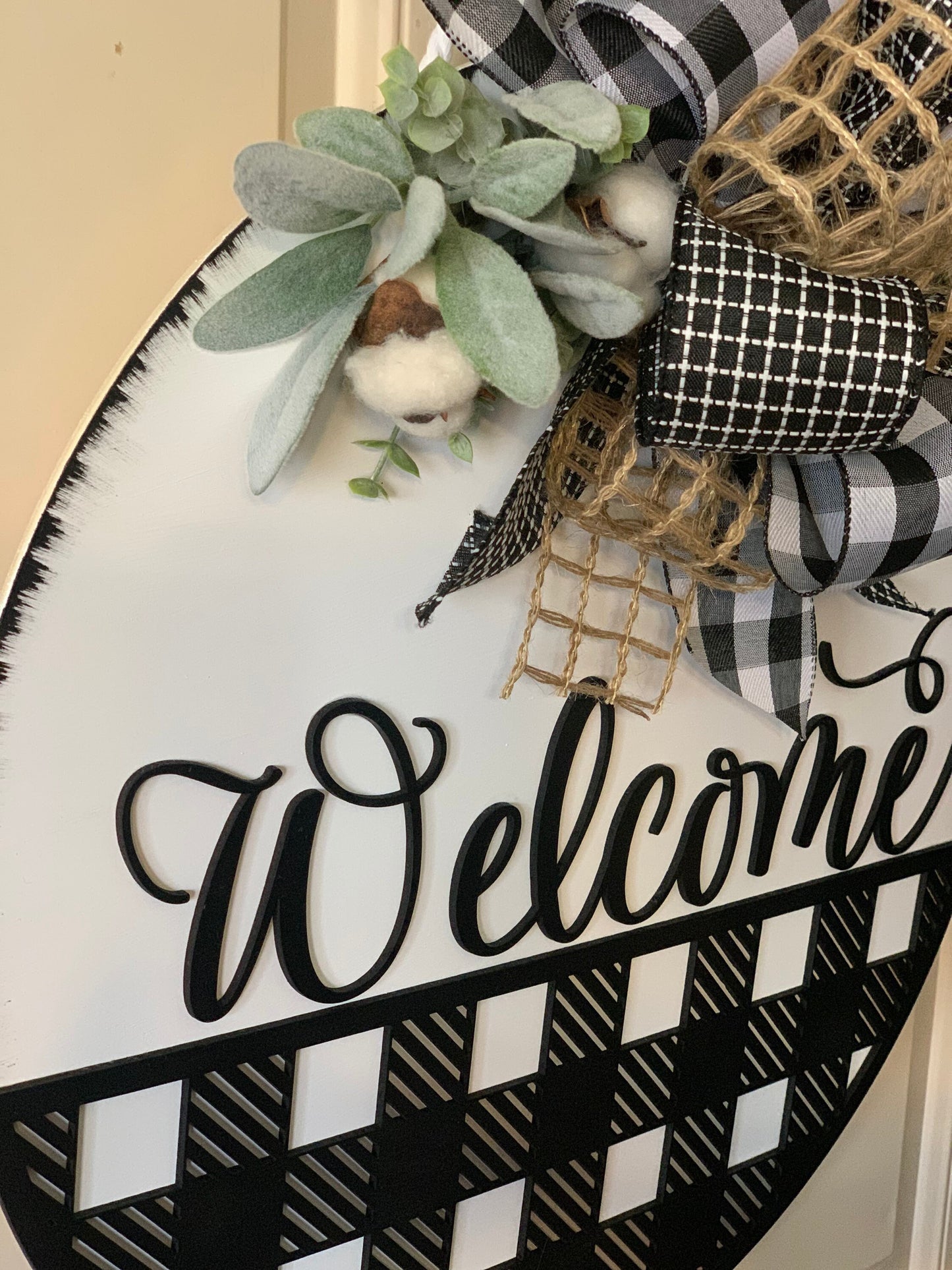 Plaid Welcome Door Hanger