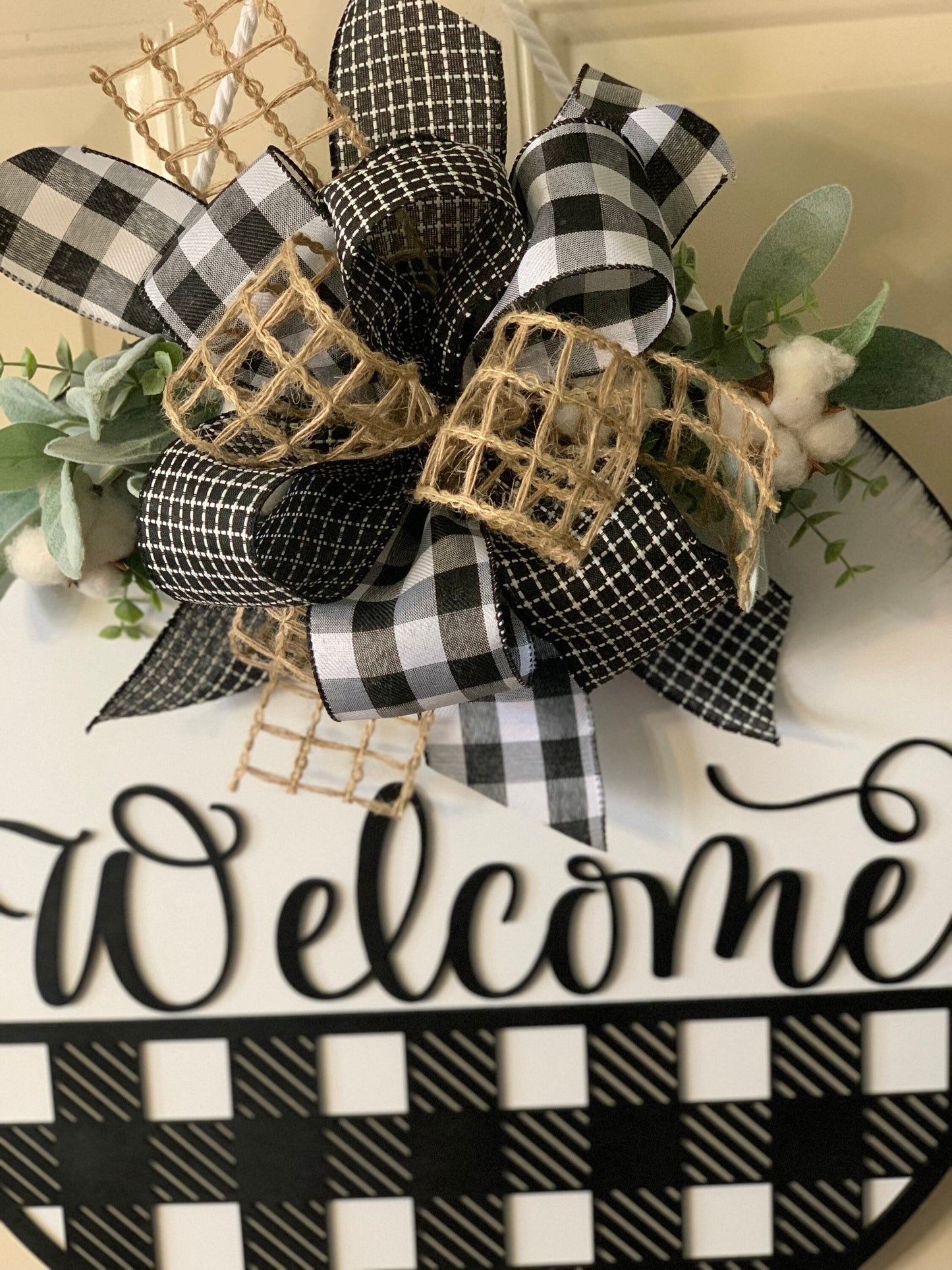 Plaid Welcome Door Hanger