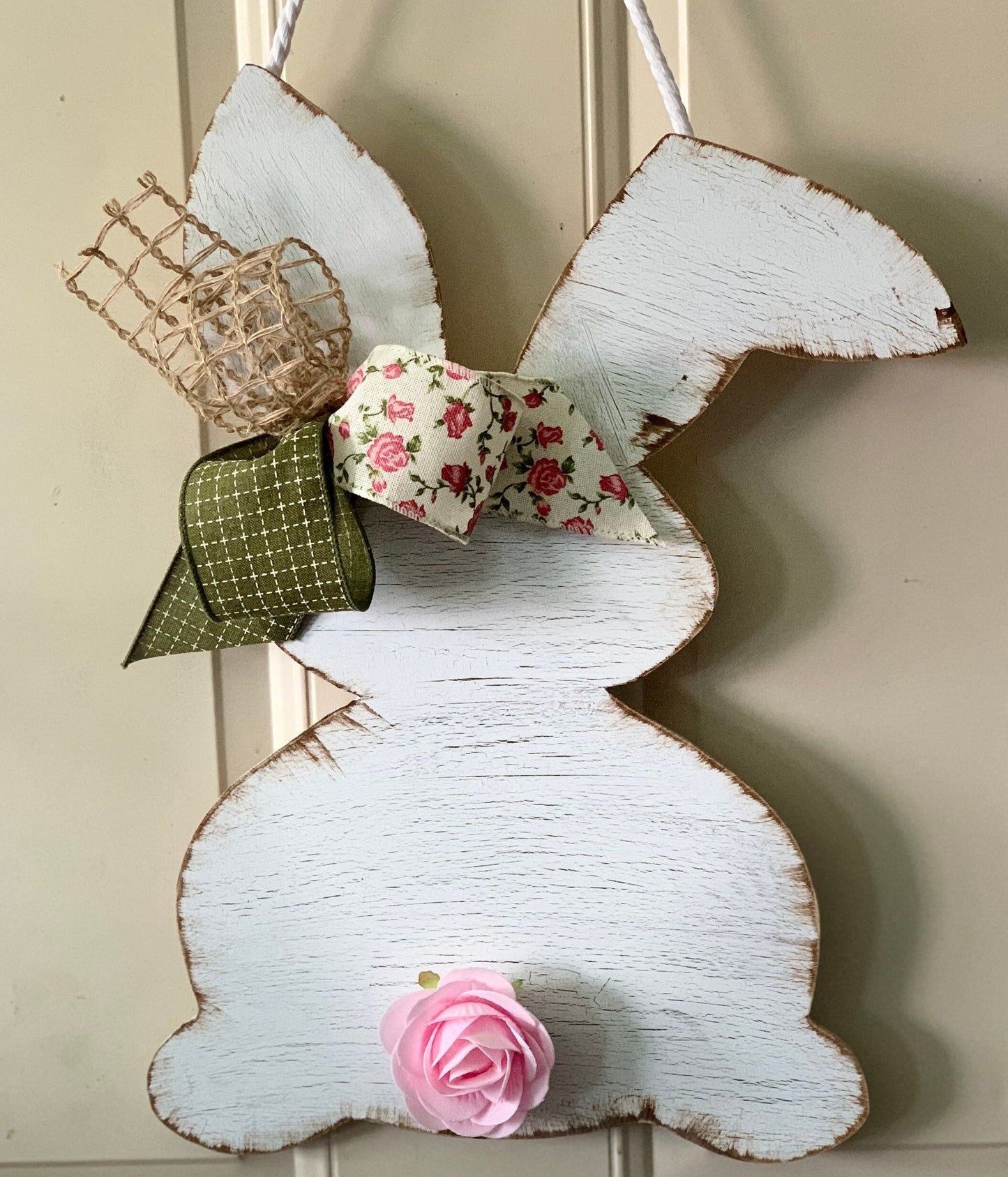 Crackle Easter Bunny Door Hanger