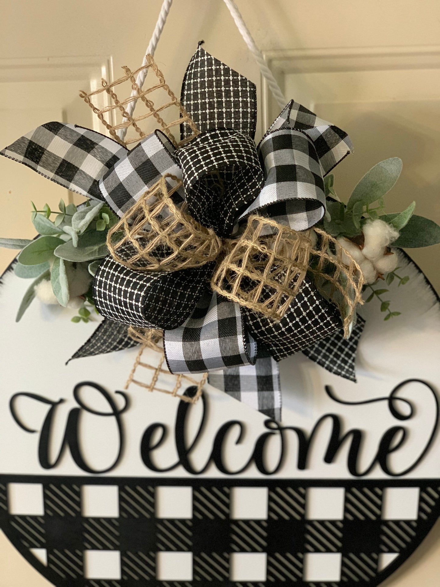 Plaid Welcome Door Hanger