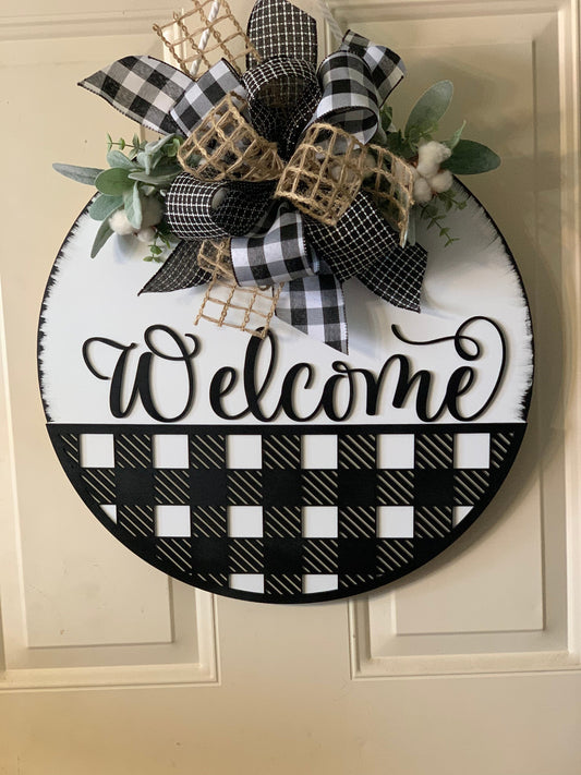 Plaid Welcome Door Hanger