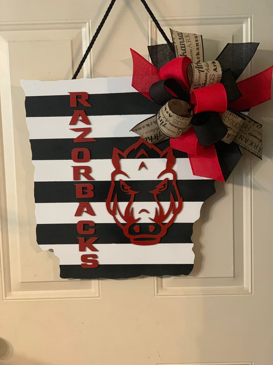 Arkansas Razorback State Door Hanger