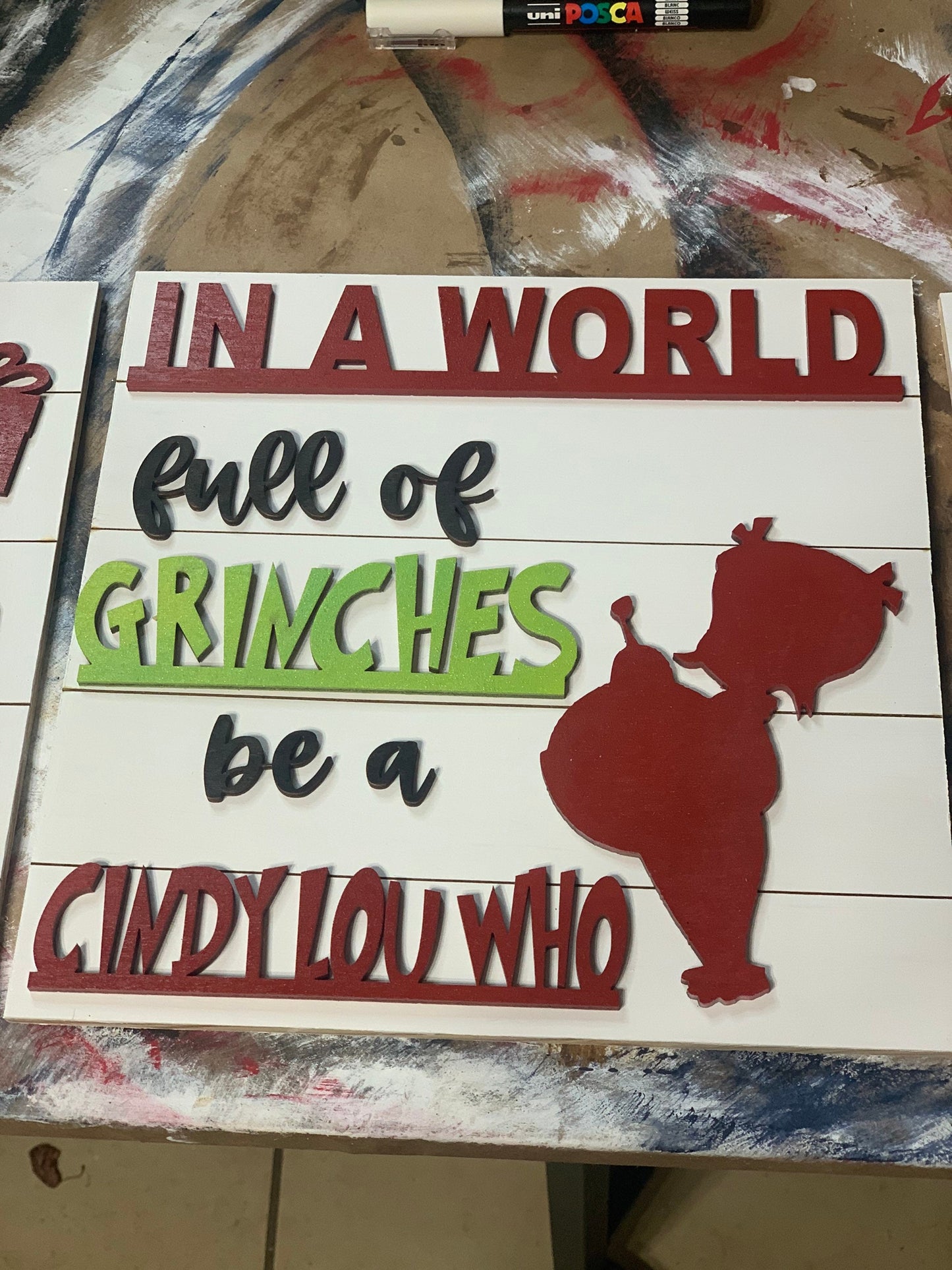 Grinch Christmas Porch Leaner Ladder Tiles